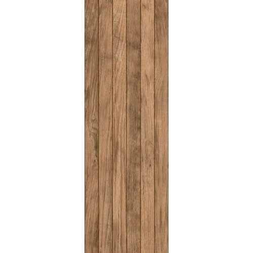 Piso cerámico tipo madera en tono café, formato rectangular de 60x120 cm, textura natural