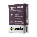 Saco de adhesivo porcelánico gris Cemix de 20 kg para azulejos y cerámica, uso profesional.