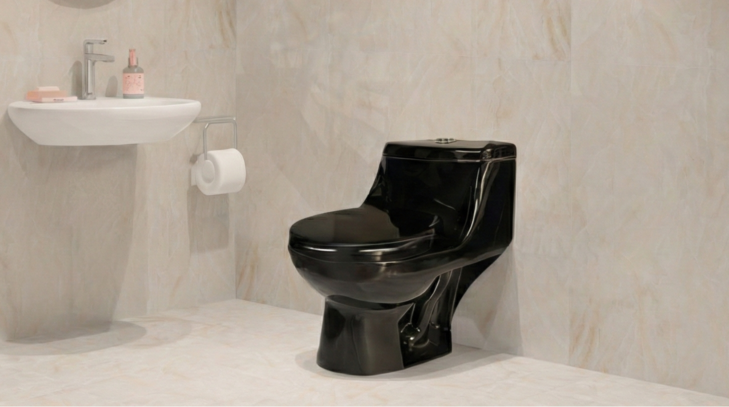 NUOVO SANITARIO DE UNA PIEZA INDUS NEGRO ALARGADO CON ASIENTO