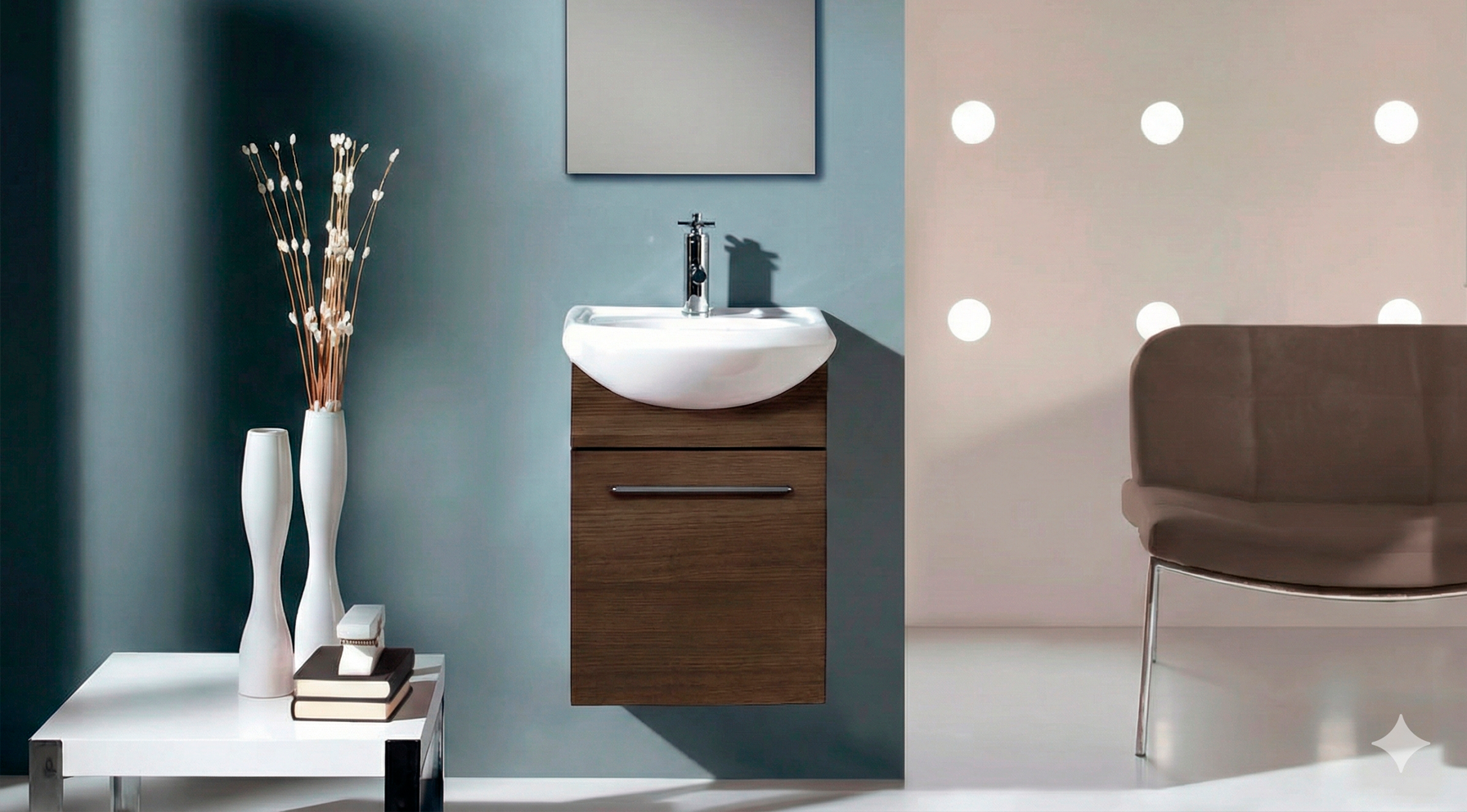 ESBAÑO MUEBLE BASIC ROBLE DAKAR C/LAVABO  Y CONTRA  42X60X26